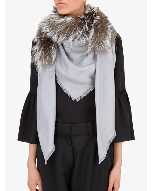 Fendi fur trimmed shawl hotsell