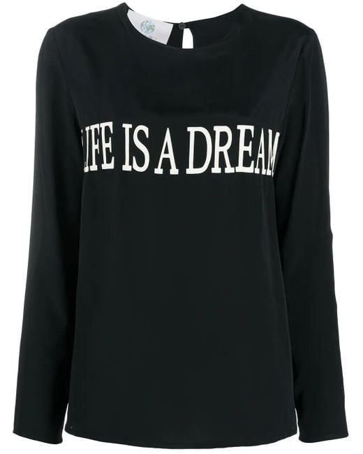 Alberta Ferretti Blouse Met Tekst in het Black