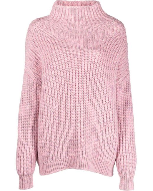 Isabel Marant Wool Ribbedknit Funnelneck Jumper in Pink Lyst Australia