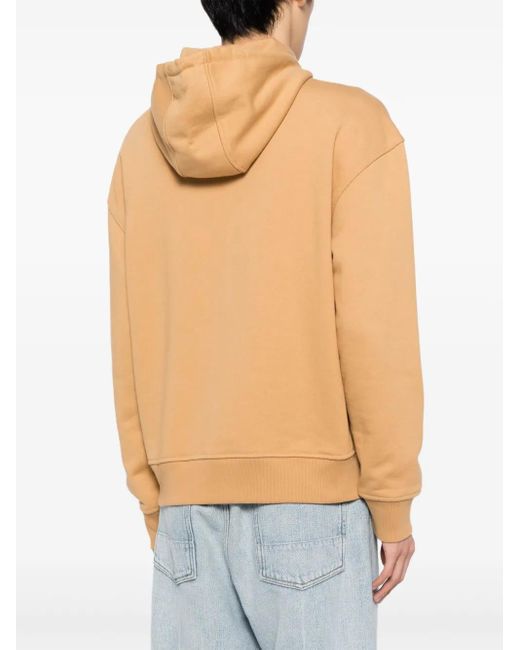 Maison Kitsuné Brown Logo-Embroidered Cotton Hoodie for men