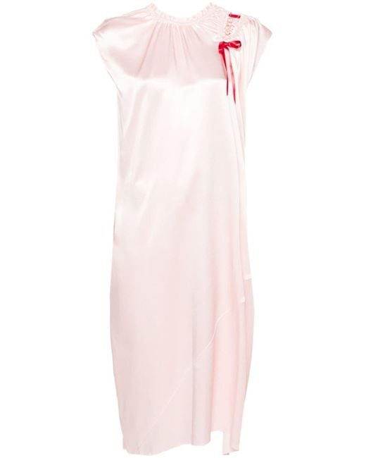 Simone Rocha Pink Bow-detail Satin Dress