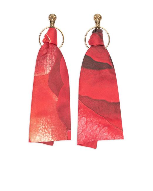 Roberto Cavalli Red Logo-Engraved Earrings