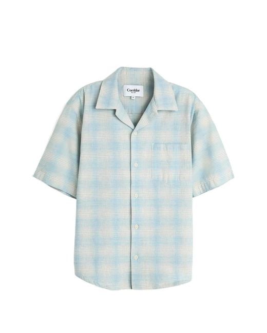 Corridor NYC Blue Plaid Camp-Collar Shirt for men