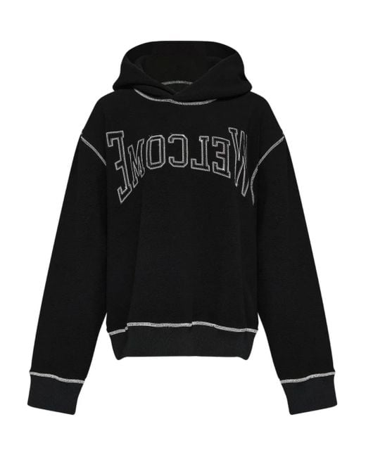 MM6 by Maison Martin Margiela Black Logo-Embroidered Hoodie