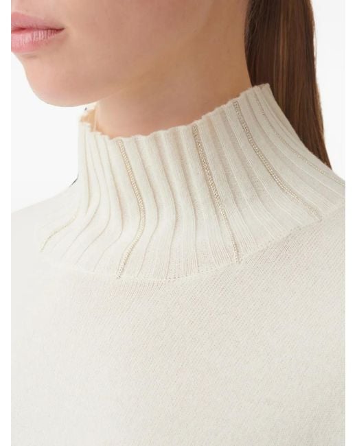 Fabiana Filippi White Monili-Chain High-Neck Midi Dress