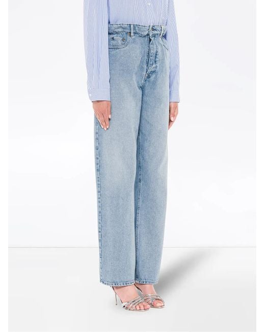 Miu Miu Blue High-Waisted Straight-Leg Jeans