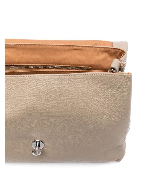 Zanellato Natural Stud-Embellished Turn-Lock Clutch Bag