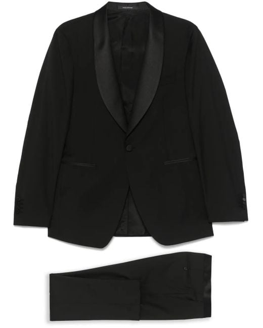 Tagliatore Black Satin-Trim Suit for men