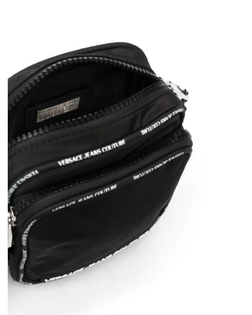 Versace Jeans Couture Black Logo-Tape Messenger Bag for men