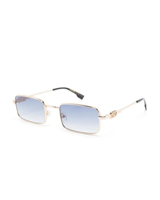 DSquared² Blue Engrave-Logo Rectangle-Frame Sunglasses for men