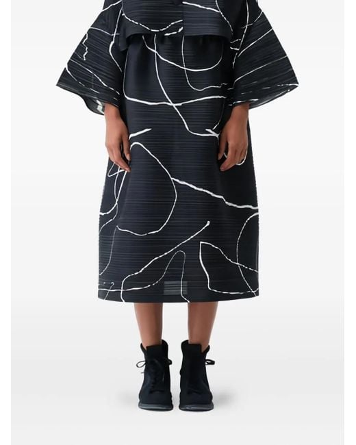 Pleats Please Issey Miyake Black Pause Pleated Midi Skirt