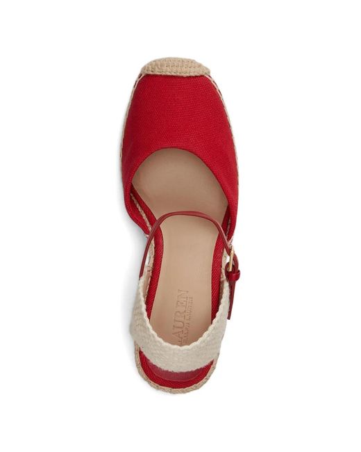 Ralph Lauren Red Robby Buckle-Fastening Wedge Espadrilles