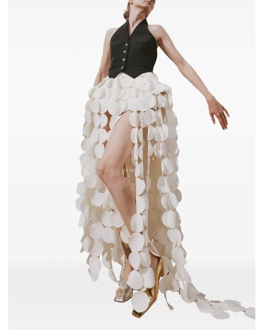A.W.A.K.E. MODE White Basque Multicircle Long Skirt