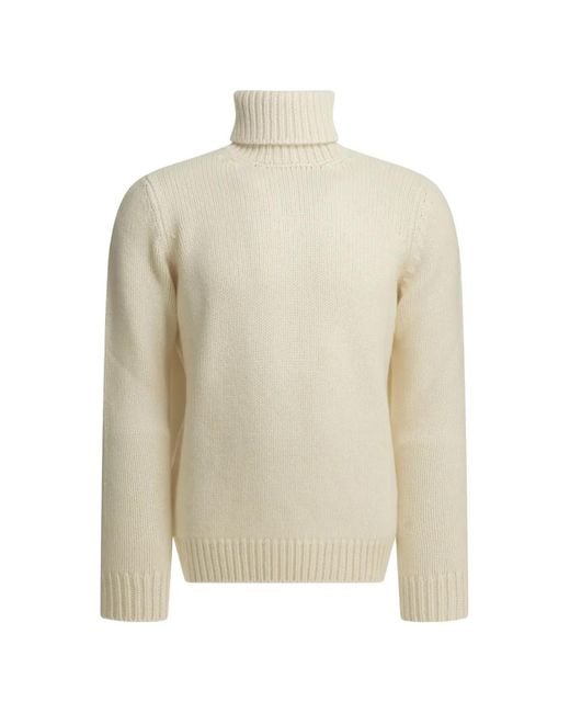 Altum White Ribbed-Knit Roll-Neck Sweater for men