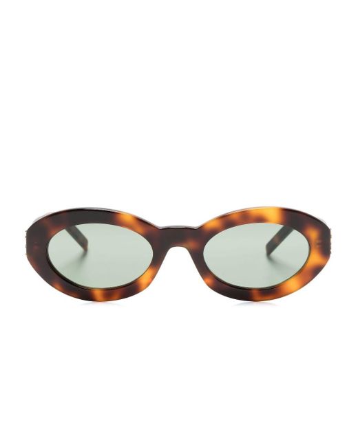Saint Laurent Brown Monogram Hinge Oval-frame Sunglasses