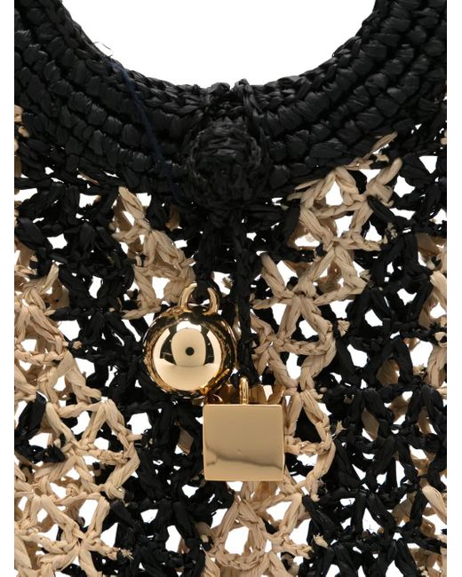 Borsa Tote Con Manico Circolare di Jacquemus in Black