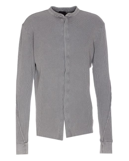 Thom Krom Gray Ribbed Button-Front Top for men