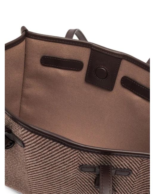 Gianni Chiarini Brown Marcella Herringbone-Weave Tote Bag