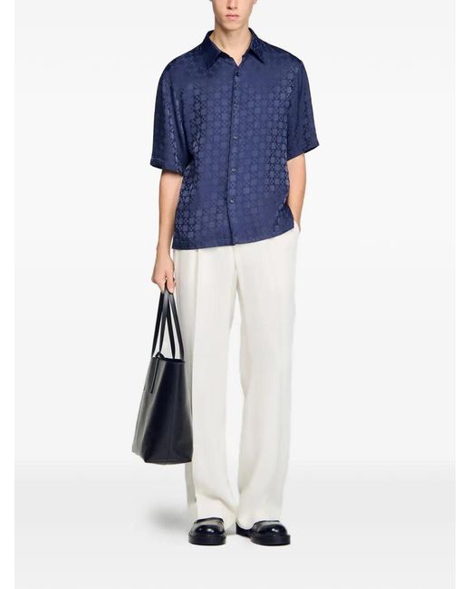 Sandro Blue Check-Pattern Shirt for men