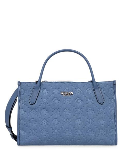 Guess Blue Logo-Debossed Tote Bag