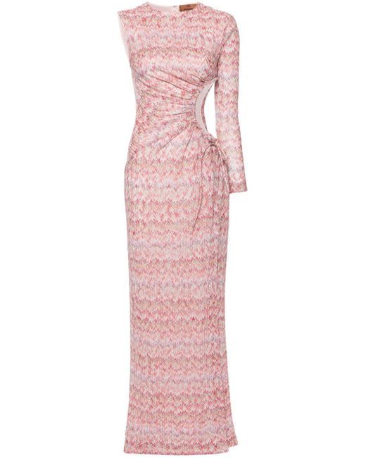 Missoni Pink Zigzag Cut-out Maxi Dress