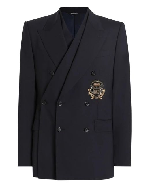 Dolce & Gabbana Doppelreihiger Blazer Mit Wappendetail in Black für Herren