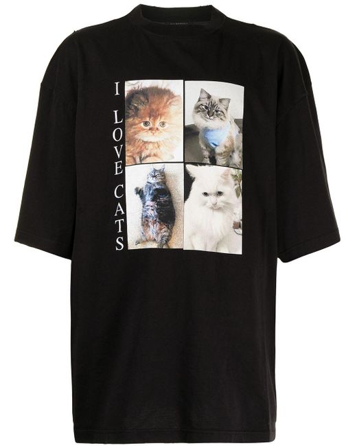 Balenciaga Black I Love Cats Oversized T-shirt for men