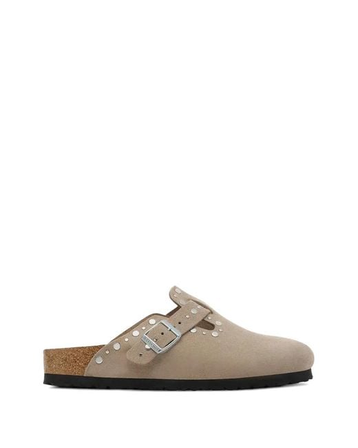 Birkenstock White Boston Rivet Suede Sneakers