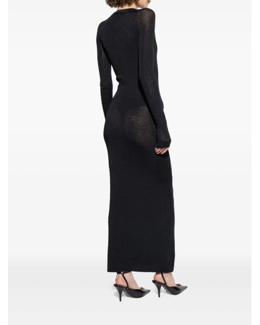 Versace Midi-Jurk Met Kanten Vlakken En Knopen in het Black