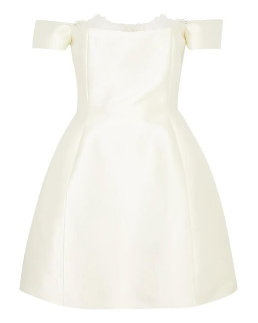 De La Vali Satijnen Mini-Jurk Met Afwerking Van Kant in het White