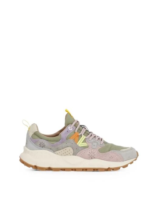 Flower Mountain White Yamano 3 Suede-Panelled Sneakers