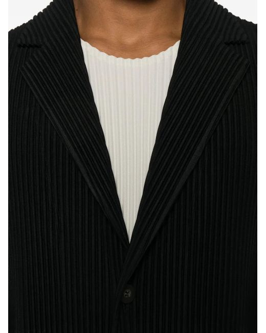 Homme Plissé Issey Miyake Black Plissé Single-Breasted Blazer for men