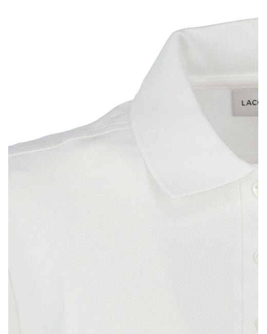 Lacoste White Button-Up Polo Top