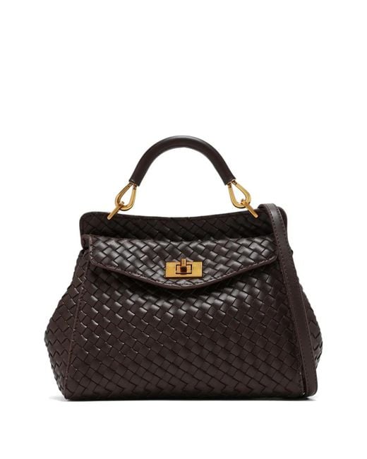 JW PEI Black Lucia Woven Top-Handle Tote Bag