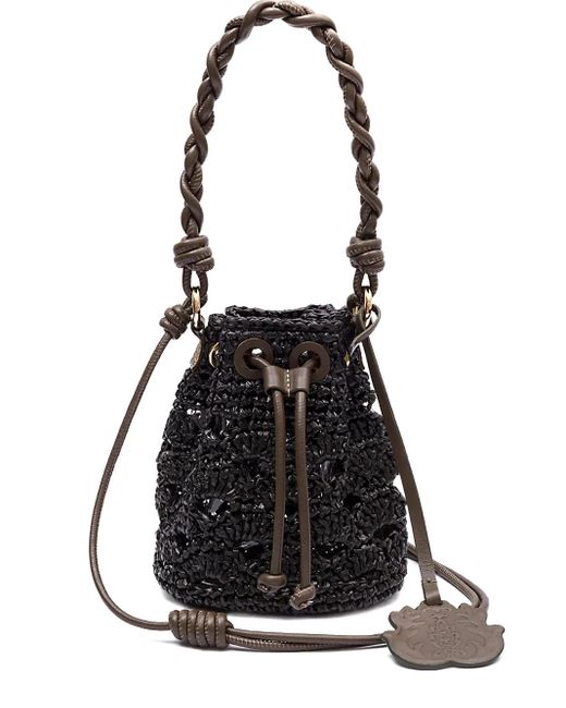 Isla Gehaakte Mini-Tas Met Gevlochten Handgreep in het Black
