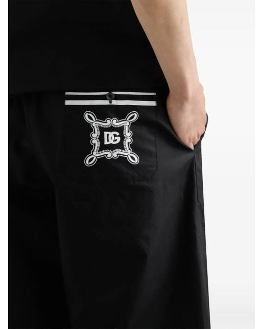 Dolce & Gabbana Black Cotton Shorts With Jacquard Logo for men