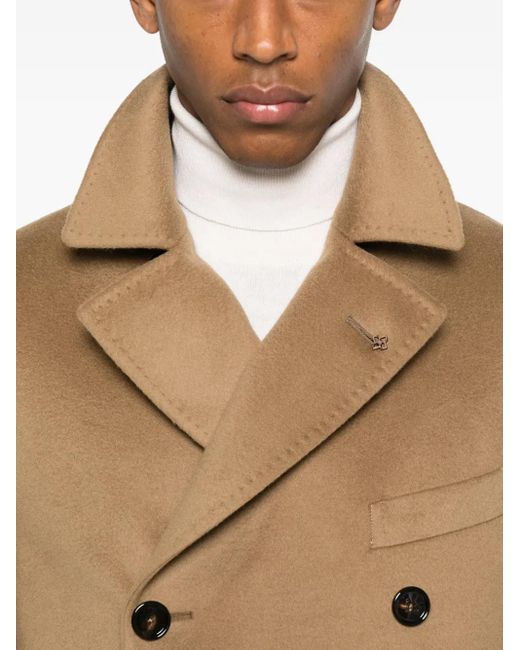 Tagliatore Natural Double-Breasted Pocket Coat for men