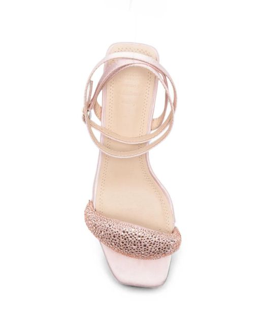 Twentyfourhaitch Pink Crystal-Embellished Wrap-Around Sandals