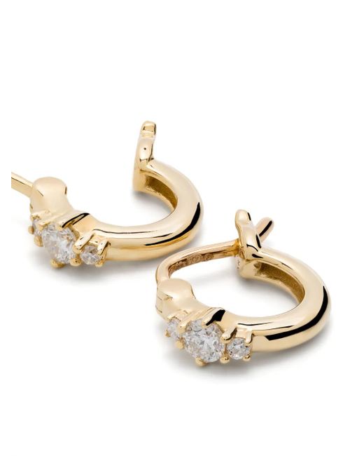 Adina Reyter Metallic 14Kt Trio Diamond Huggie Hoop Earrings