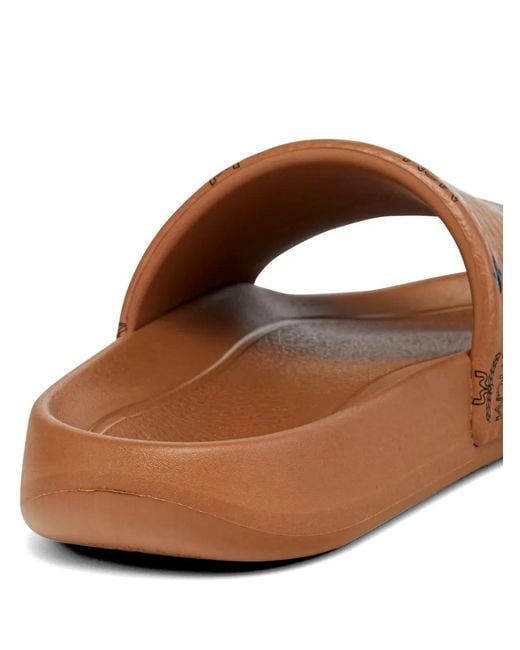 MCM Brown Monogram-Print Slides