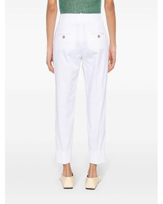 Peserico White Pressed-crease Straight-leg Trousers