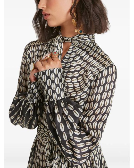Temperley London Gray Cowrie Print Belted Dress