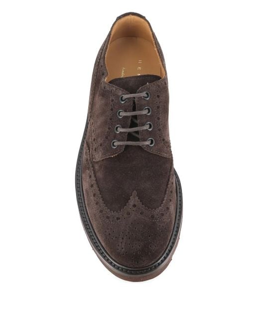 Henderson Brown Brogue-Detail Derby Shoes for men