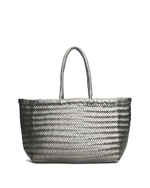 Dragon Diffusion Gray Woven Handle Tote Bag