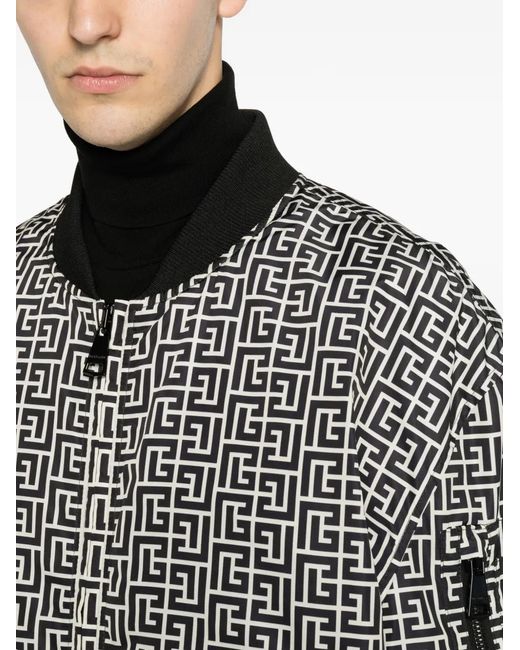 Balmain Bomberjack Met Monogram in het Gray voor heren