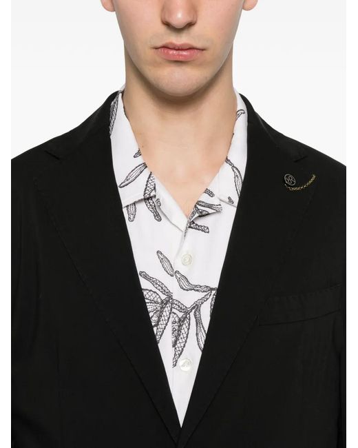 Santaniello Black Logo-Plaque Single-Breasted Suit for men