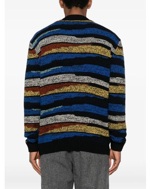 Missoni Blue Striped-Pattern Cardigan for men