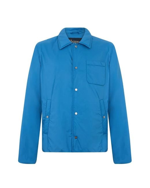Herno Blue Button-Up Collared Jacket for men