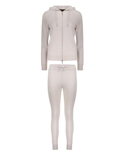 Ensemble Haut-Pantalon Zippé À Lien De Resserrage Moorer en coloris White