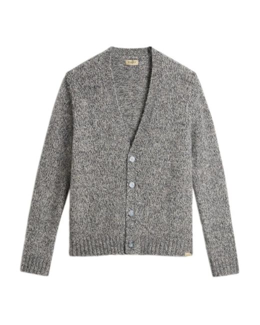 Woolrich Gray Crew Neck Sweater With Ribbed Cuffs for men